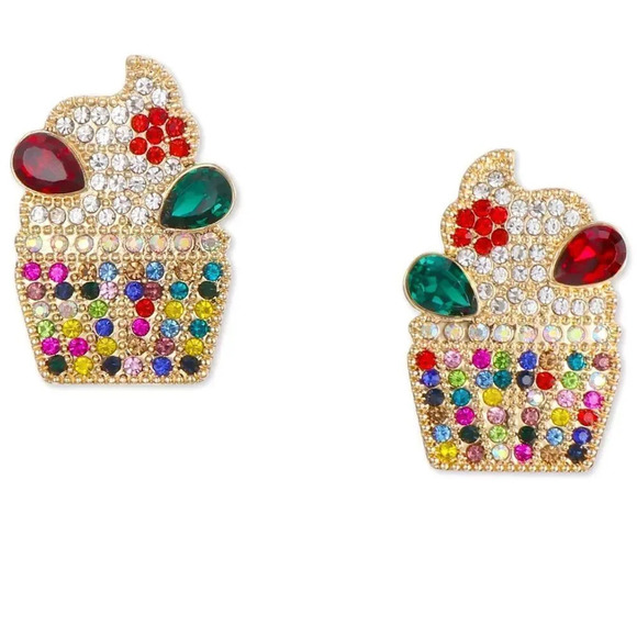 Anthropologie Jewelry - Multicolor Cupcake Gold Earrings